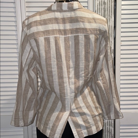 CHICOS Striped Linen One Button Blazer - Picture 9 of 11